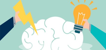 איור של מוח עם מחשבות וברק (CC0)