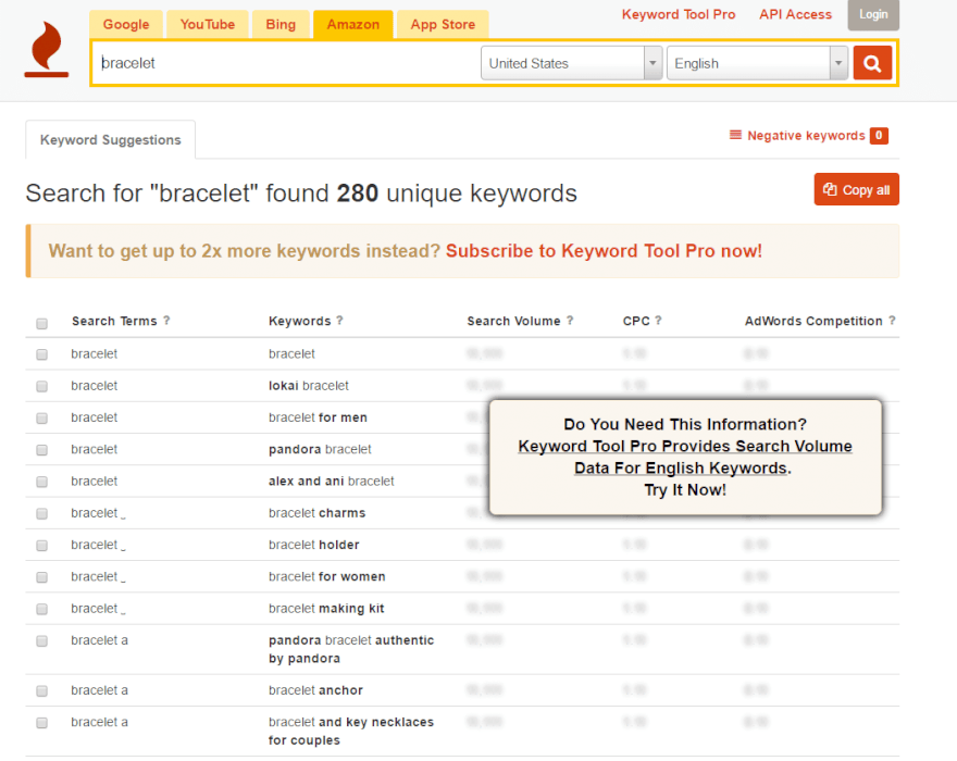 מילות מפתח עם keywordtool