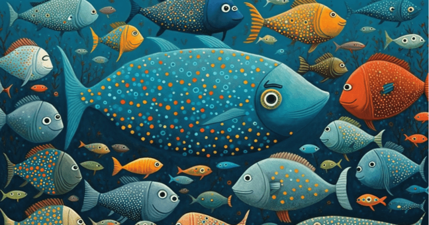 דגים בצבעים רבים ושונים (צילום: midjourney ai)