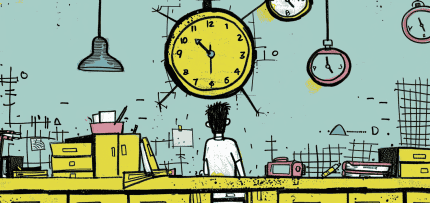 איור של אדם מתבונן בשעון (צילום: midjourney ai) איור של אדם מתבונן בשעון (צילום: midjourney ai)