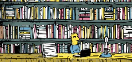 איור של ספרייה גדולה (צילום: midjourney ai)