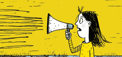 איור של אשה עם מגפון (צילום: midjourney ai) איור של אשה עם מגפון (צילום: midjourney ai)