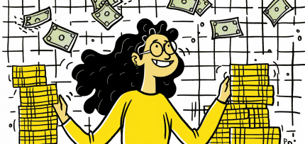 איור של אשה עם כסף (צילום: midjourney ai)