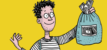 איור של איש מחזיק שק כסף (צילום: midjourney ai)