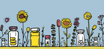 איור של פרחים ותרופות (צילום: midjourney ai)