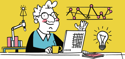 איור של סבתא חביבה עובדת במחשב (צילום: midjourney ai) איור של סבתא חביבה עובדת במחשב (צילום: midjourney ai)