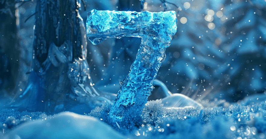 הספרה שבע עשויה מקרח בצבע הכחול (צילום: midjourney ai)