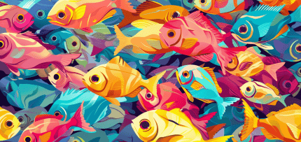 איור אילוסטרציה - דגים רבים ושונים בצפיפות רבה (צילום: midjourney ai) איור אילוסטרציה - דגים רבים ושונים בצפיפות רבה (צילום: midjourney ai)