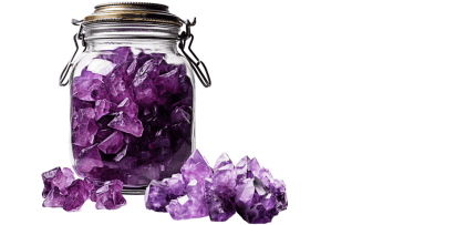 איור של צנצנת מלאה קריסטלים סגולים, סדנת claude.ai