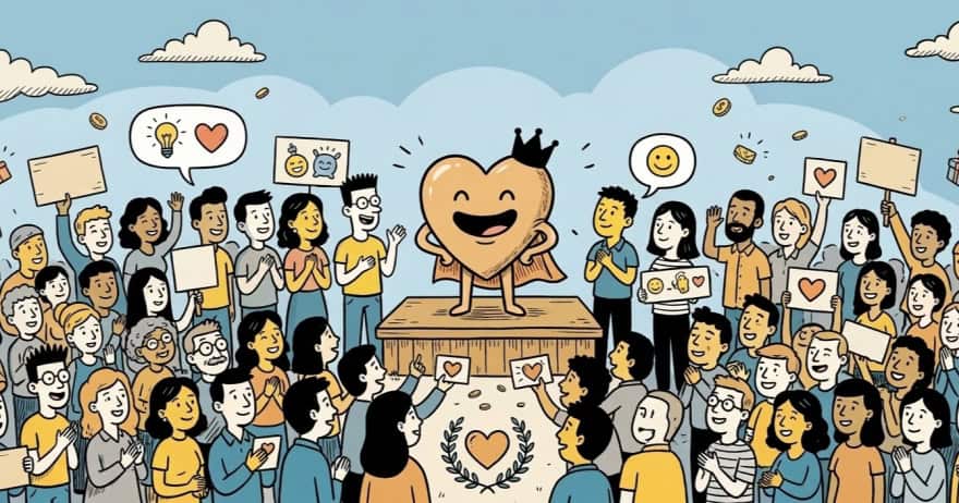 איור של קהילה - אנשים רבים סביב מותג (צילום: Gemini)